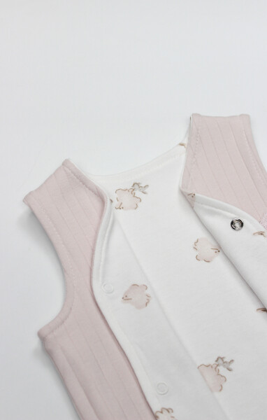 Bistyle Yelek Çift Taraflı Love You Family 18114 Pudra - 4