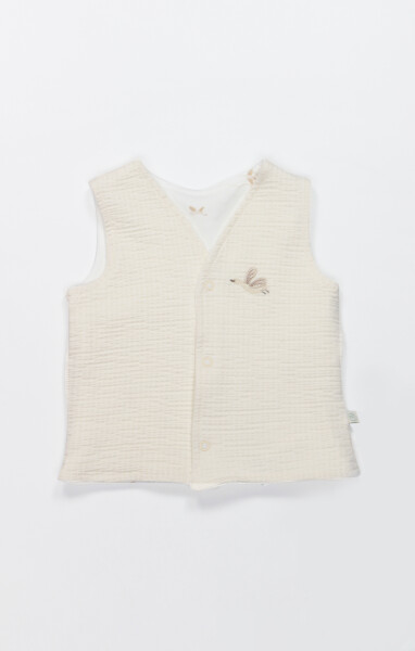 Bistyle Yelek Çift Taraflı Love You Smile 18115 Ekru - Bistyle