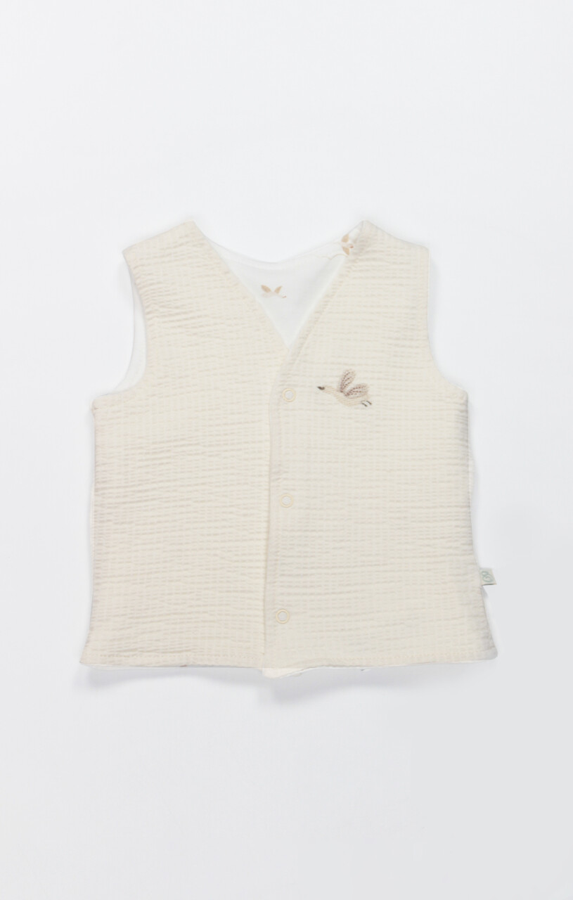 Bistyle Yelek Çift Taraflı Love You Smile 18115 Ekru - 1