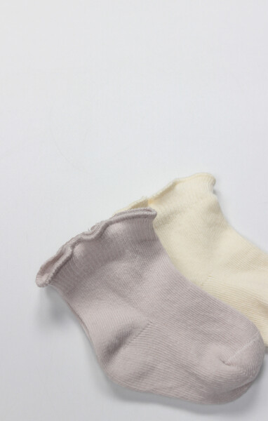 Bistyle Overlok Style Penye Soket Çorap 2li 10153 Taş - 3