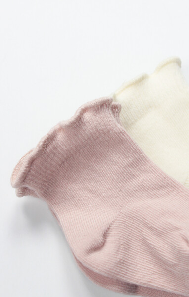 Bistyle Overlok Style Penye Soket Çorap 2li 10153 Pudra - 4