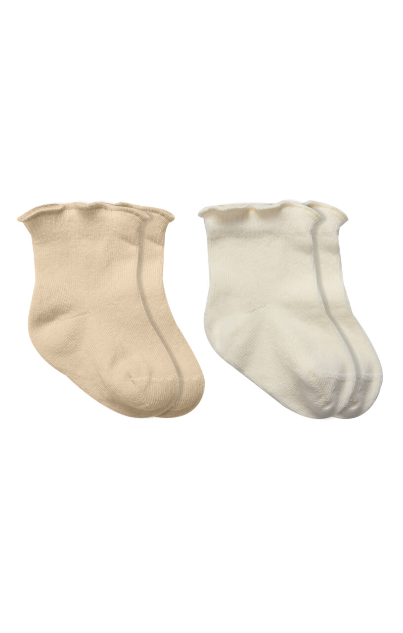 Bistyle Overlok Style Penye Soket Çorap 2li 10153 Bej - 1