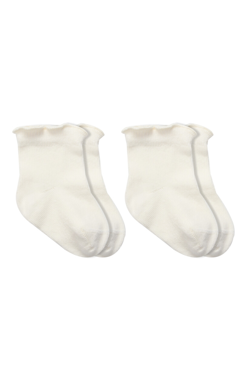 Bistyle Overlok Style Penye Soket Çorap 2li 10153 Ekru - 1