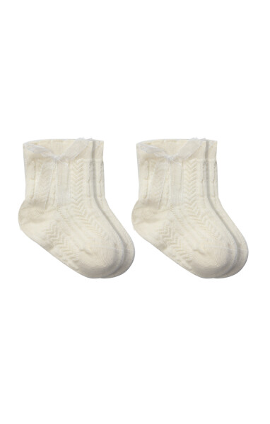 Bistyle Fiyonklu Penye Soket Çorap 2li 10150 Naturel - Bistyle