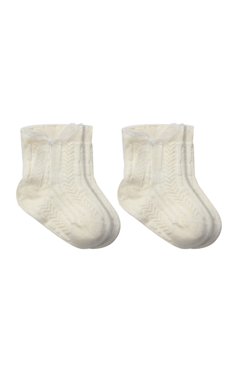 Bistyle Fiyonklu Penye Soket Çorap 2li 10150 Naturel - 1