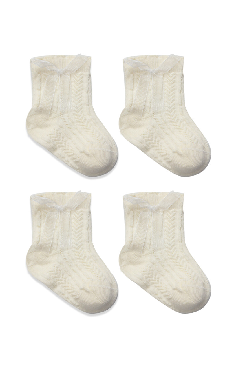 Bistyle Fiyonklu Penye Soket Çorap 2li 10150 Naturel - 2