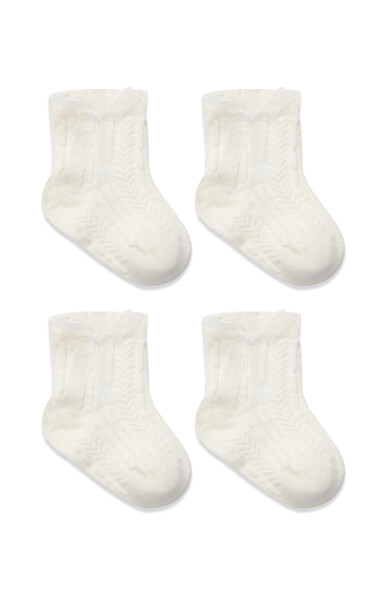 Bistyle Fiyonklu Penye Soket Çorap 2li 10150 Ekru - 2