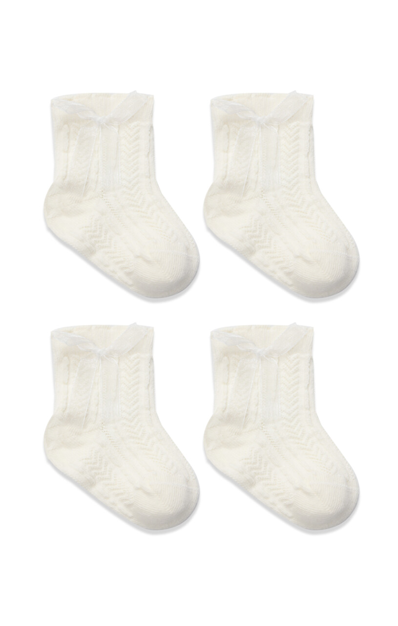 Bistyle Fiyonklu Penye Soket Çorap 2li 10150 Ekru - 2