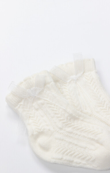 Bistyle Fiyonklu Penye Soket Çorap 2li 10150 Ekru - 3