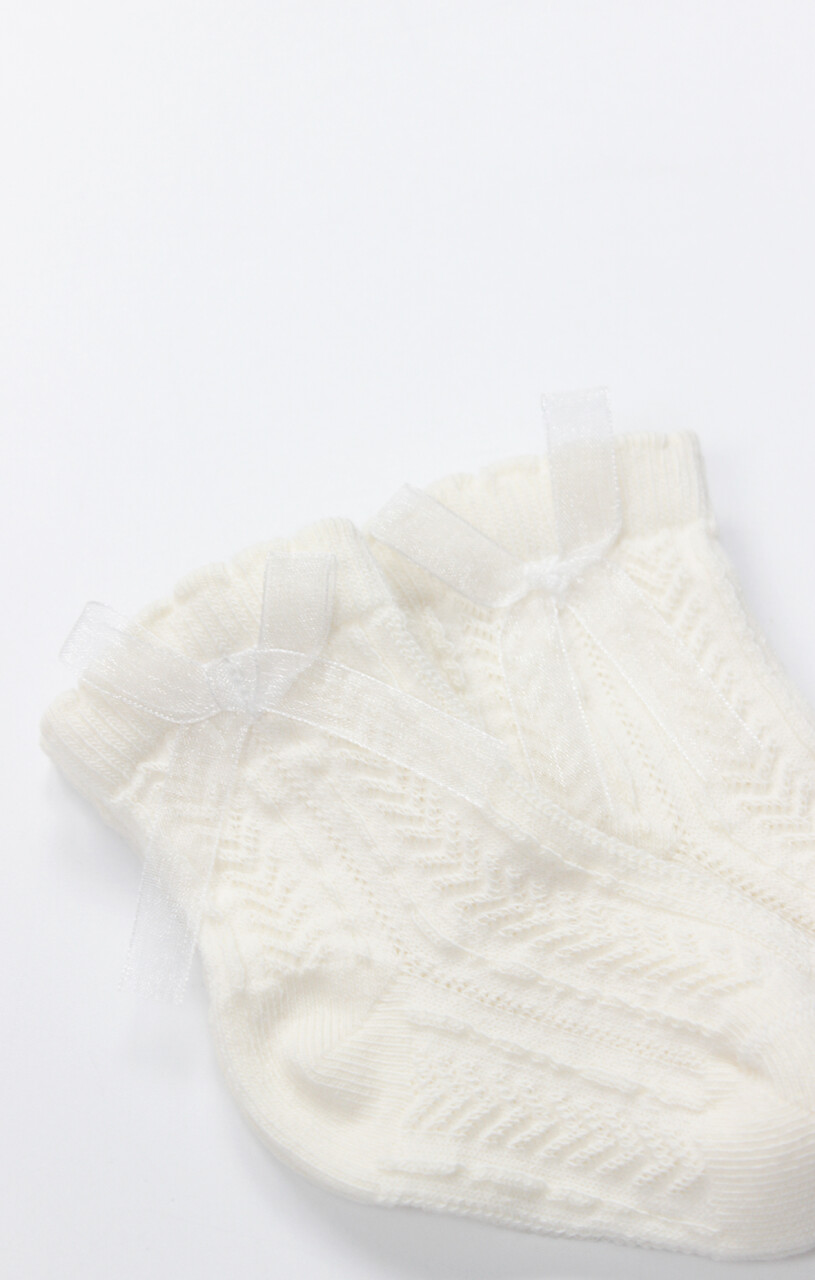 Bistyle Fiyonklu Penye Soket Çorap 2li 10150 Ekru - 3