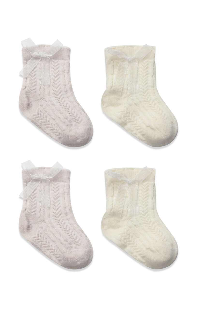 Bistyle Fiyonklu Penye Soket Çorap 2li 10149 Taş - 2