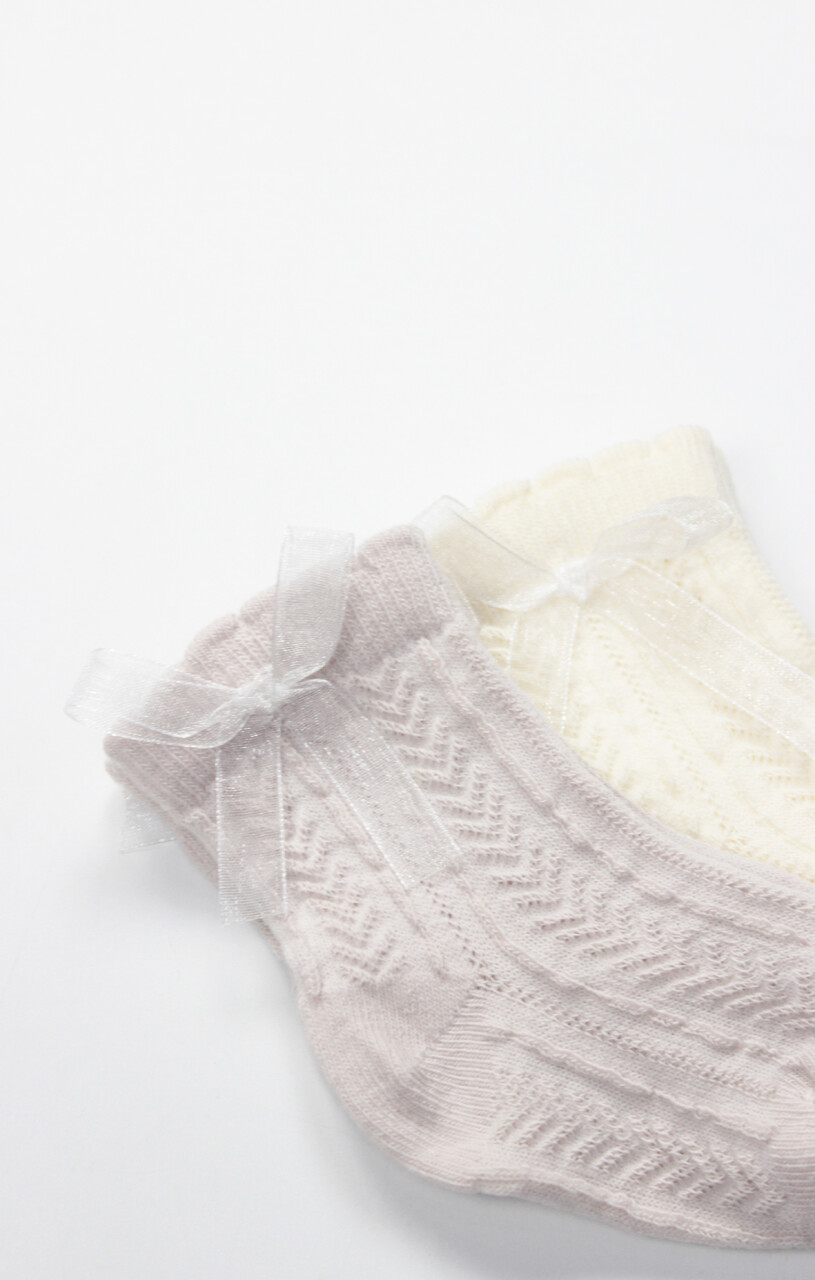 Bistyle Fiyonklu Penye Soket Çorap 2li 10149 Taş - 3
