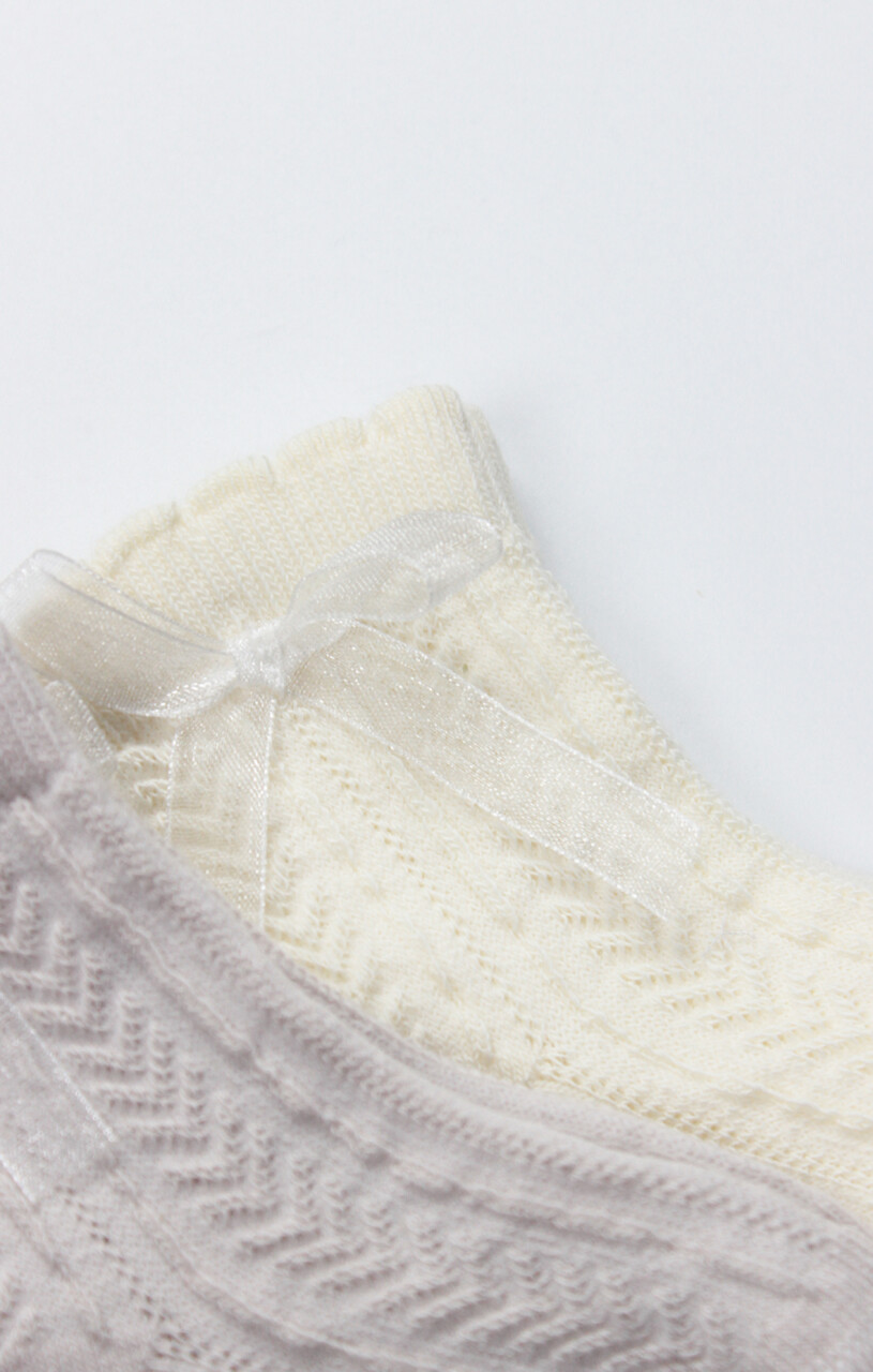 Bistyle Fiyonklu Penye Soket Çorap 2li 10149 Taş - 4