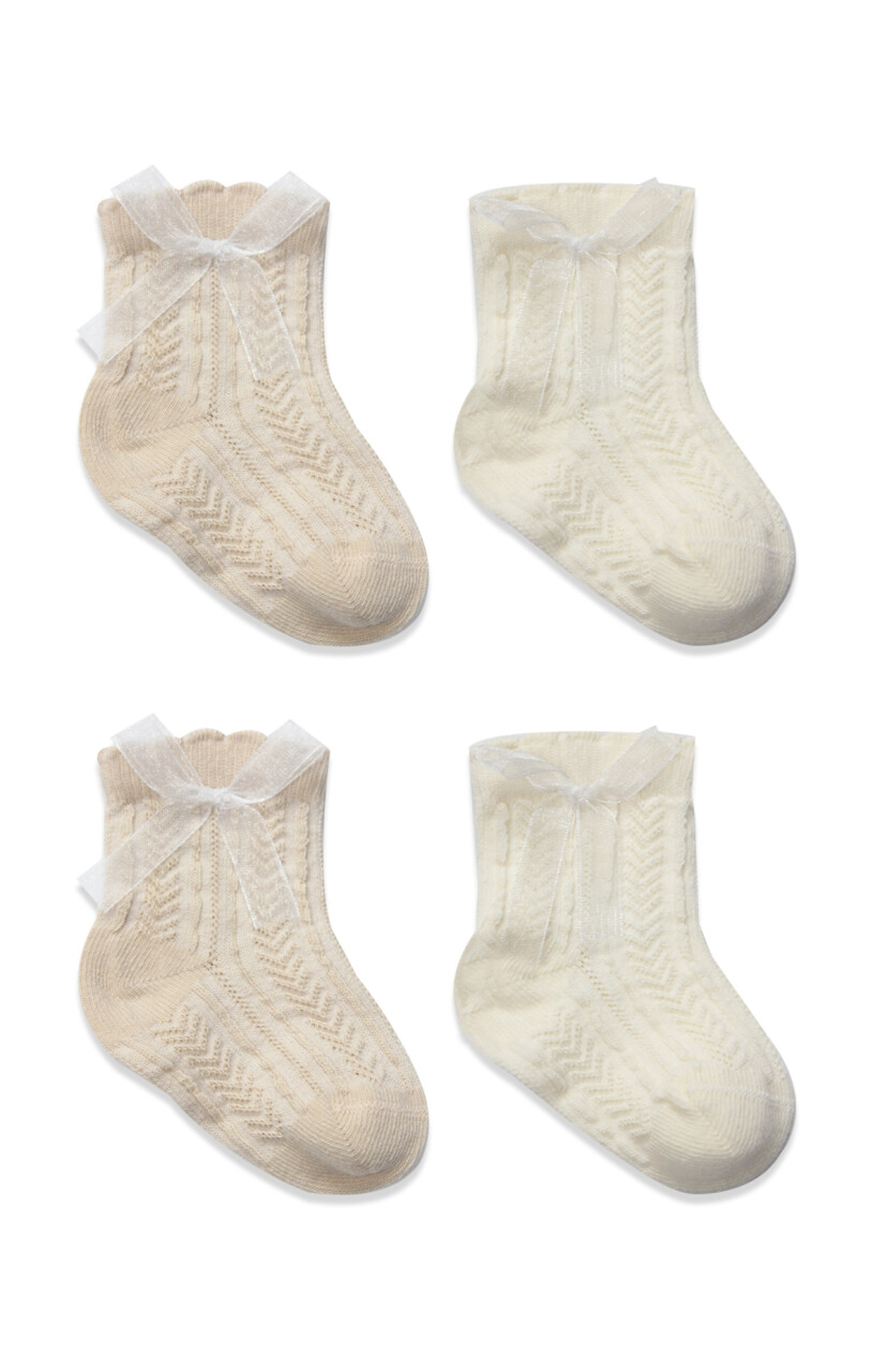 Bistyle Fiyonklu Penye Soket Çorap 2li 10149 Bej - 2