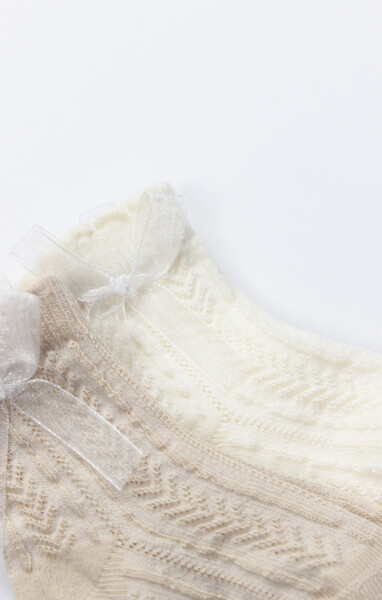 Bistyle Fiyonklu Penye Soket Çorap 2li 10149 Bej - 4