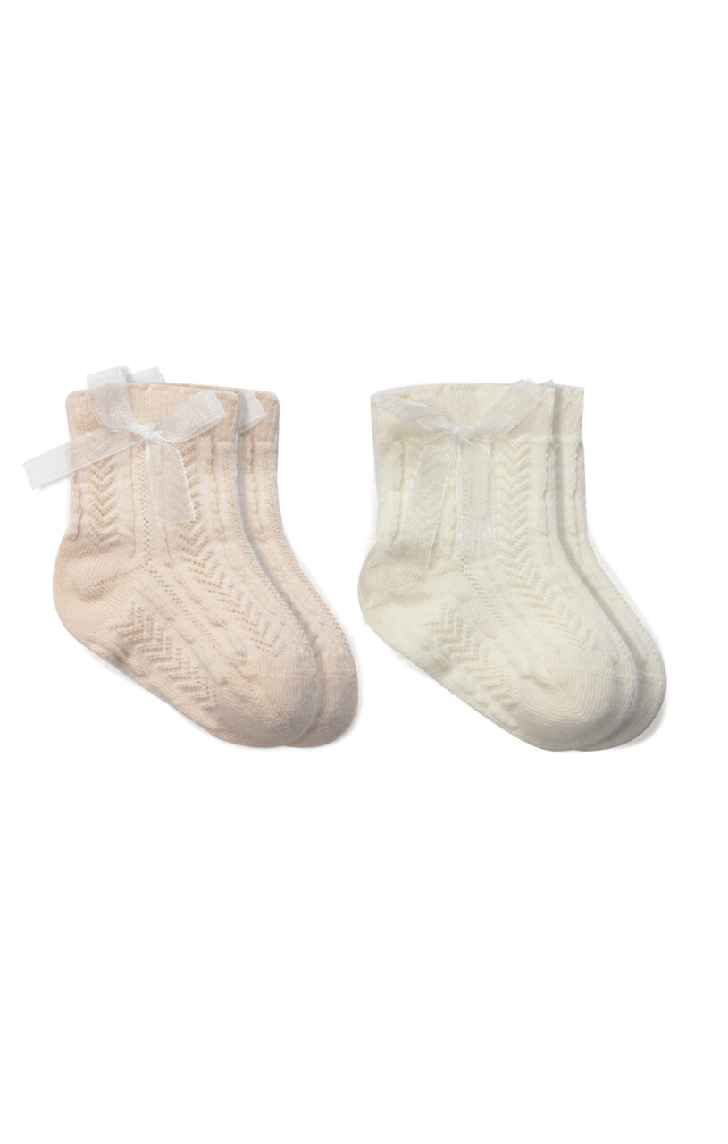 Bistyle Fiyonklu Penye Soket Çorap 2li 10149 Somon - 1