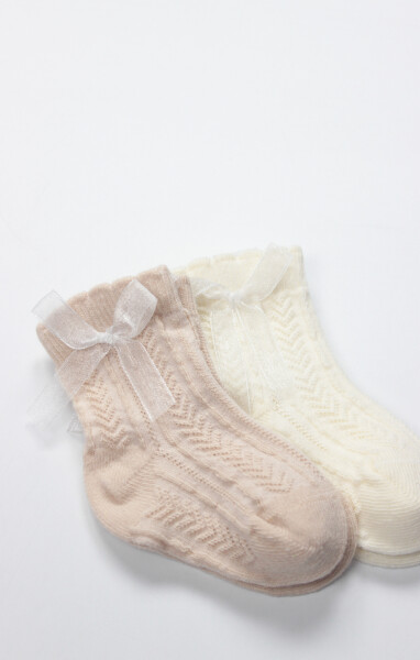 Bistyle Fiyonklu Penye Soket Çorap 2li 10149 Somon - 3