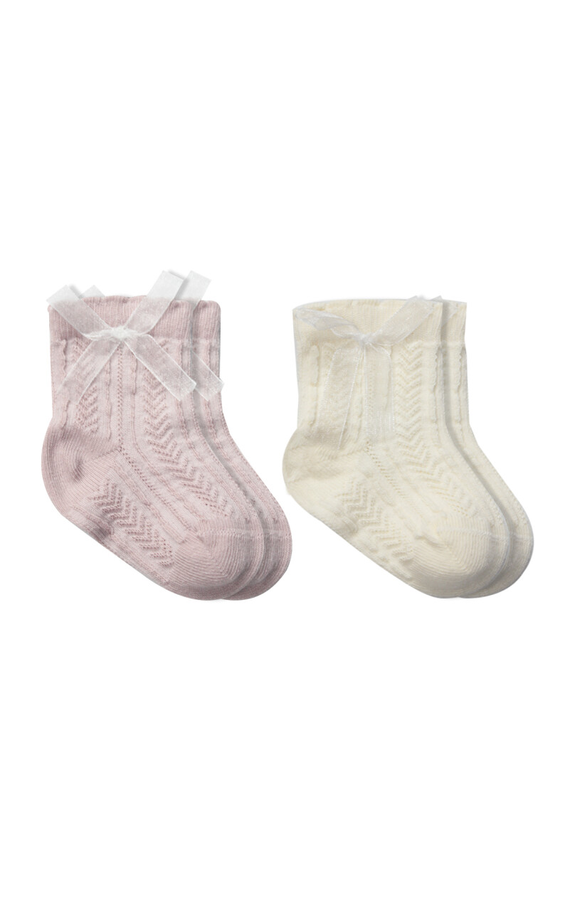 Bistyle Fiyonklu Penye Soket Çorap 2li 10149 Lila - 1