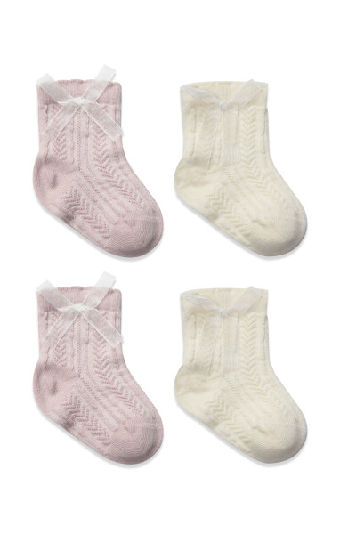 Bistyle Fiyonklu Penye Soket Çorap 2li 10149 Lila - 2