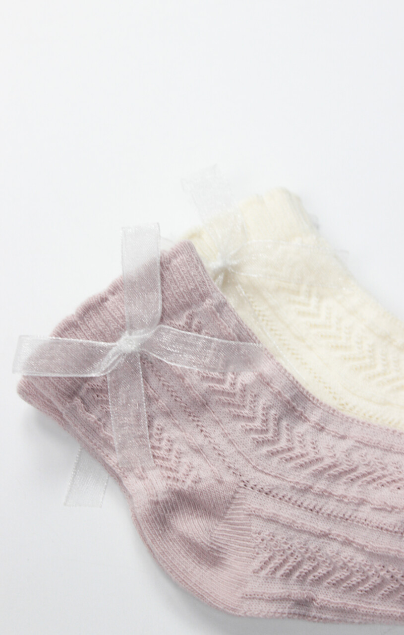 Bistyle Fiyonklu Penye Soket Çorap 2li 10149 Lila - 3