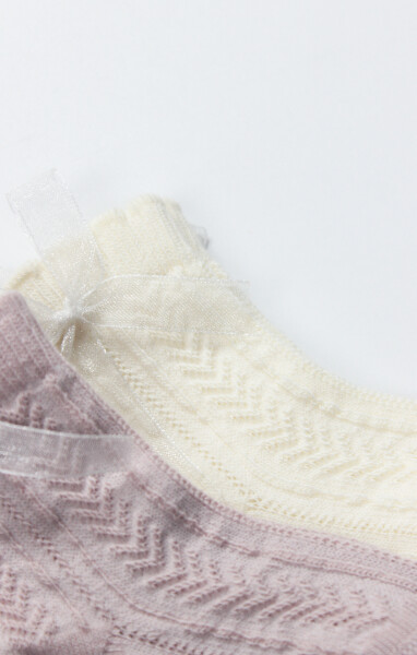 Bistyle Fiyonklu Penye Soket Çorap 2li 10149 Lila - 4