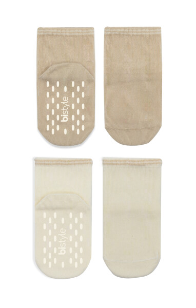 Bistyle Çemberli Basic Penye Kaymaz Soket Çorap 2li 10146 Bej - 2