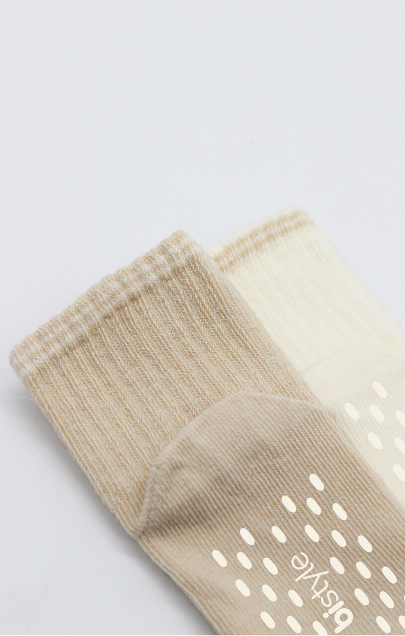 Bistyle Çemberli Basic Penye Kaymaz Soket Çorap 2li 10146 Bej - 4