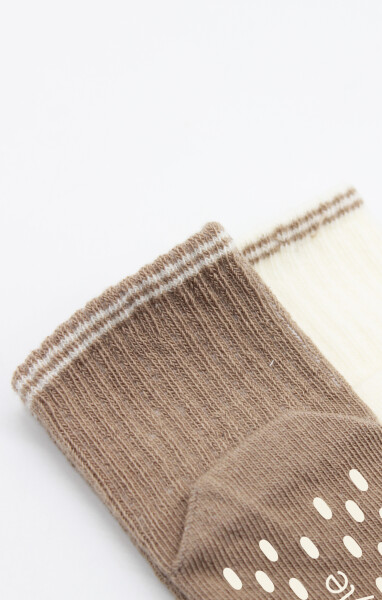 Bistyle Çemberli Basic Penye Kaymaz Soket Çorap 2li 10146 Kahve - 4