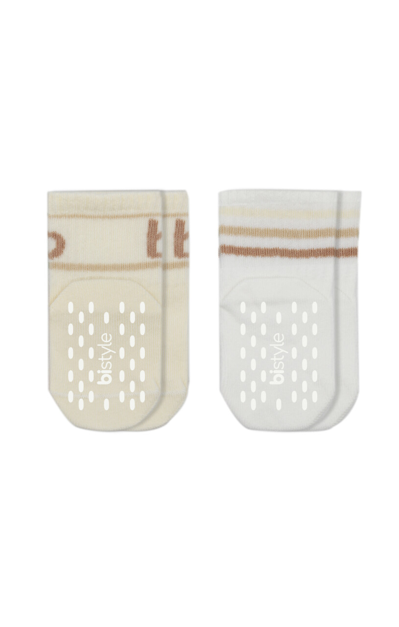 Bistyle Penye Kaymaz Soket Çorap 2li 10144 Bej Ekru - 1