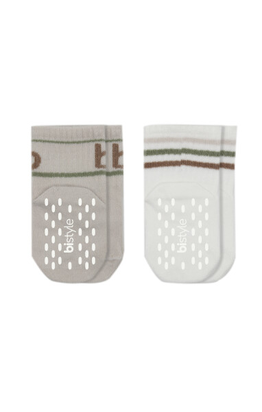 Bistyle Penye Kaymaz Soket Çorap 2li 10144 Taş Ekru - Bistyle