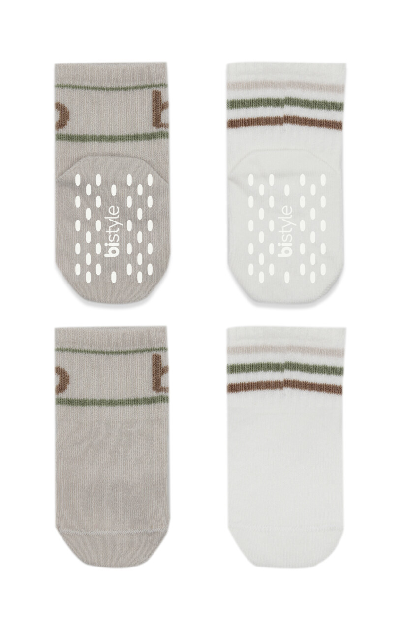 Bistyle Penye Kaymaz Soket Çorap 2li 10144 Taş Ekru - 2