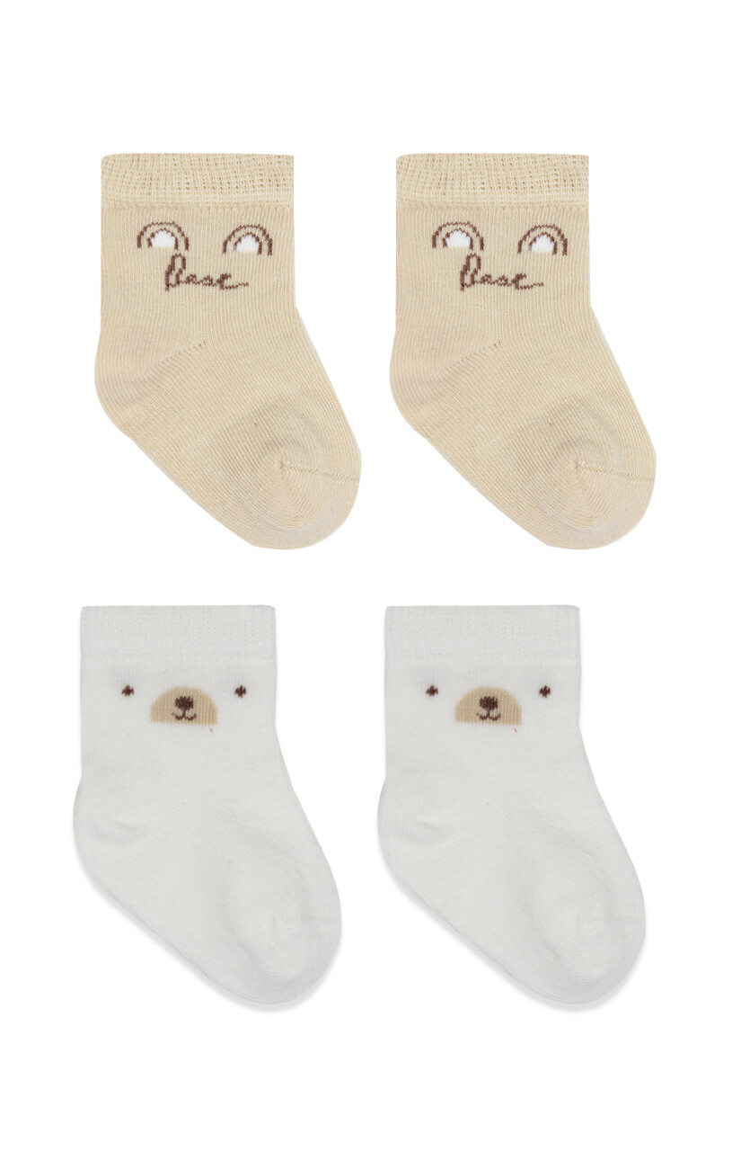 Bistyle So Bear Penye Soket Çorap 2li 10142 Bej Ekru - 2