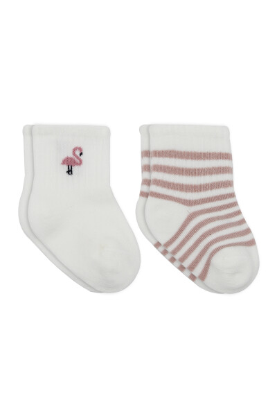 Bistyle Little Girl Penye Soket Çorap 2li 10139 Ekru Lila - Bistyle