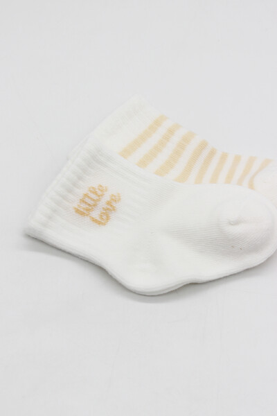 Bistyle Little Girl Penye Soket Çorap 2li 10139 Ekru Somon - 3