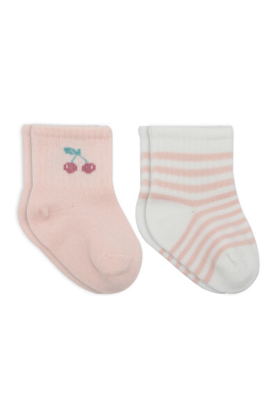 Bistyle Little Girl Penye Soket Çorap 2li 10139 Pembe Ekru - Bistyle