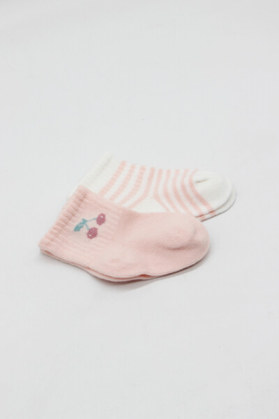 Bistyle Little Girl Penye Soket Çorap 2li 10139 Pembe Ekru - 2