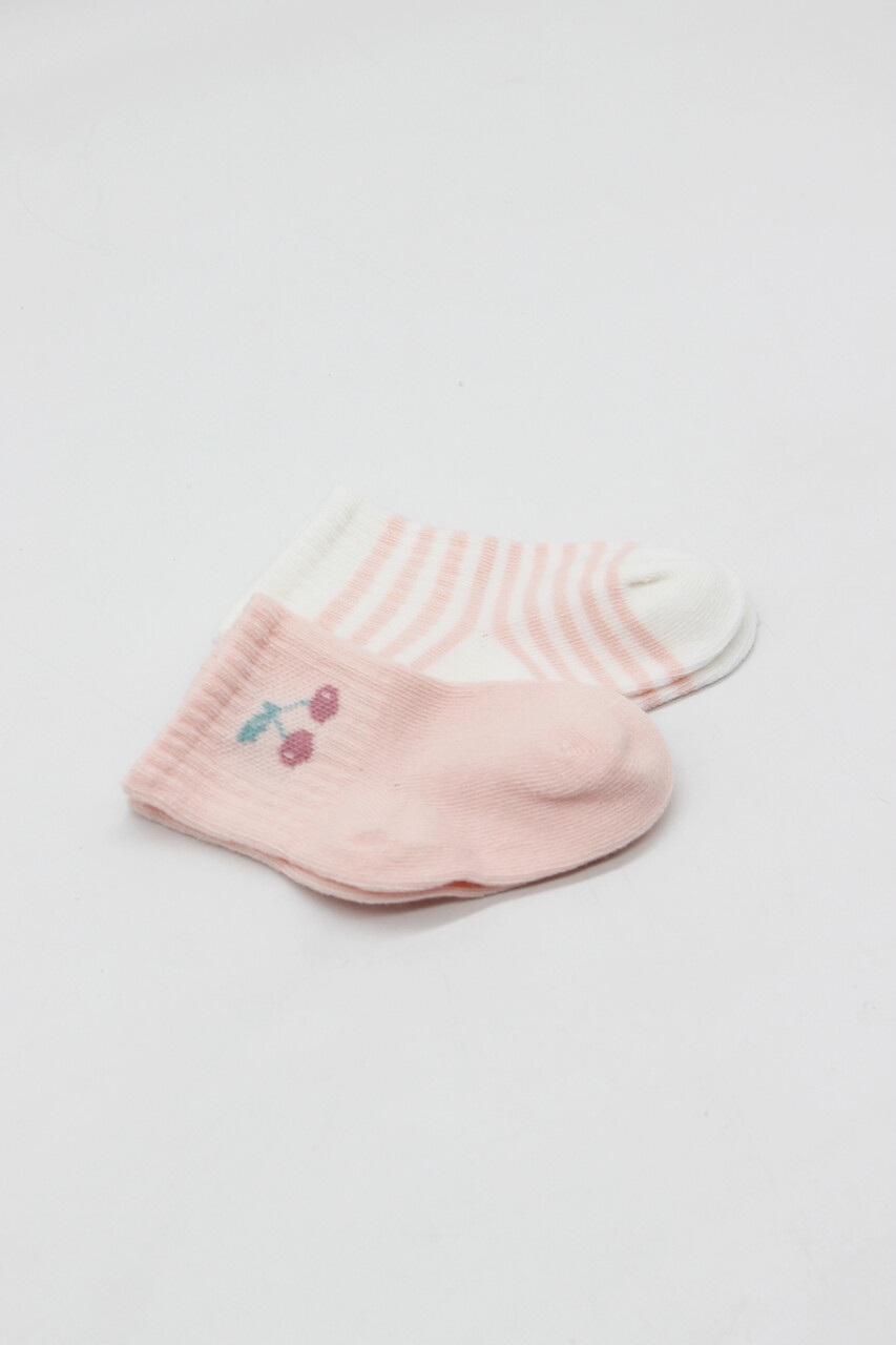Bistyle Little Girl Penye Soket Çorap 2li 10139 Pembe Ekru - 2
