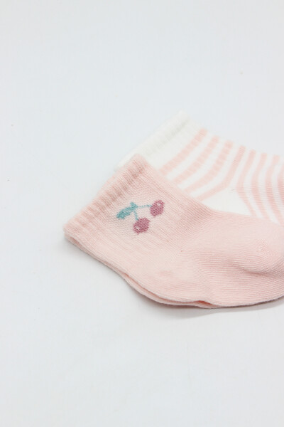 Bistyle Little Girl Penye Soket Çorap 2li 10139 Pembe Ekru - 3