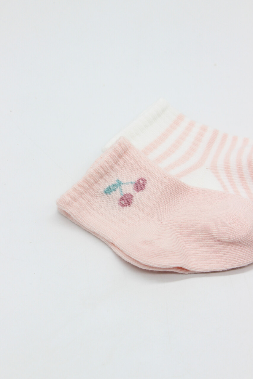 Bistyle Little Girl Penye Soket Çorap 2li 10139 Pembe Ekru - 3