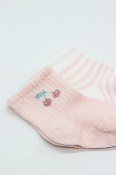 Bistyle Little Girl Penye Soket Çorap 2li 10139 Pembe Ekru - 4