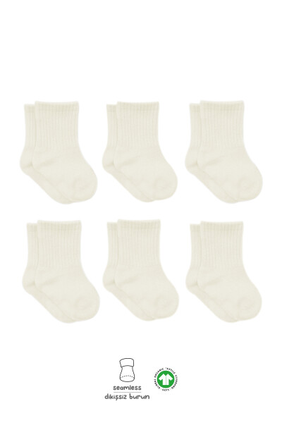 Bistyle 6'Lı Basic Penye Soket Çorap 10101 Ekru - Bistyle