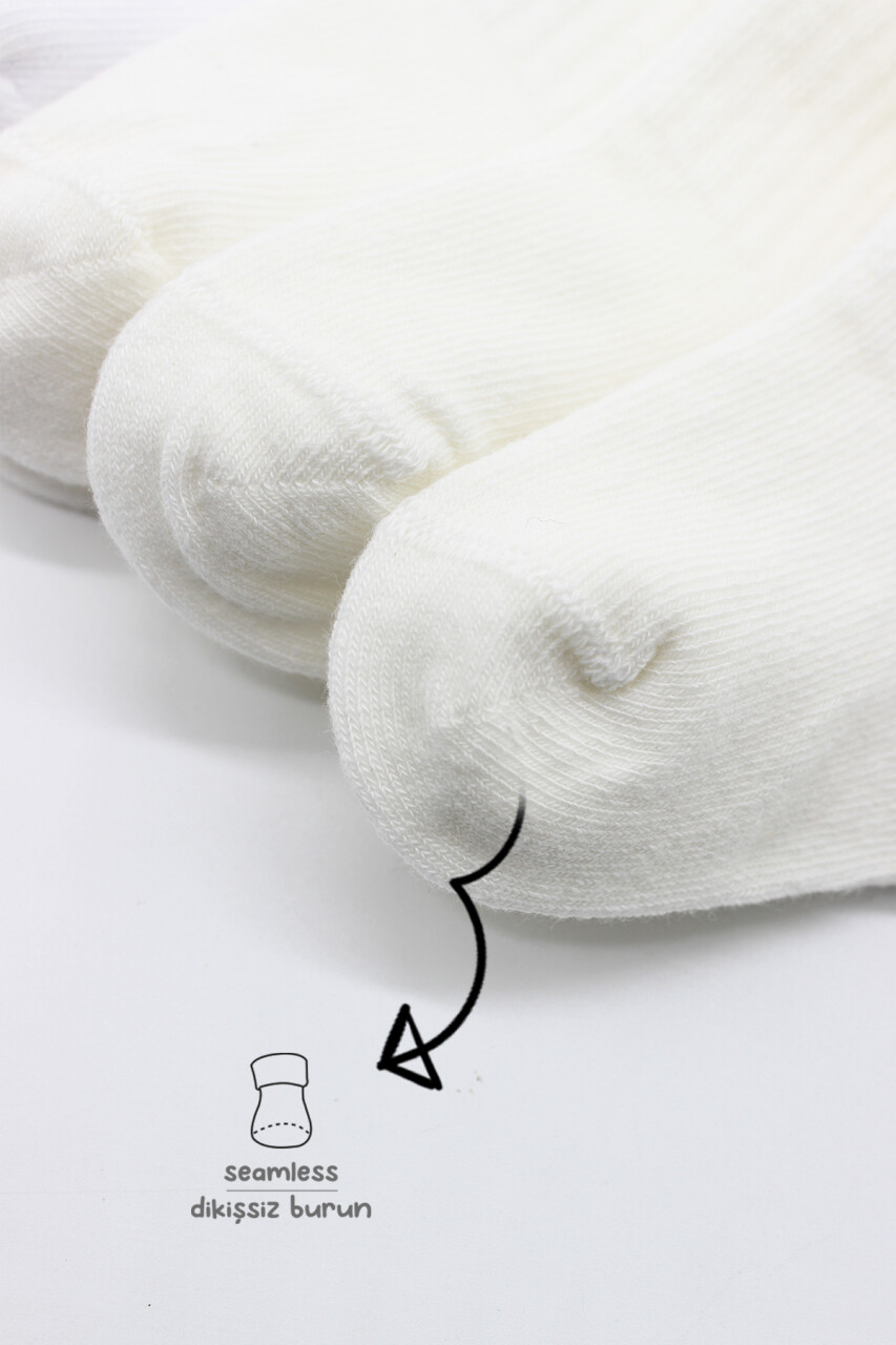 Bistyle 6'Lı Basic Penye Soket Çorap 10101 Ekru - 4