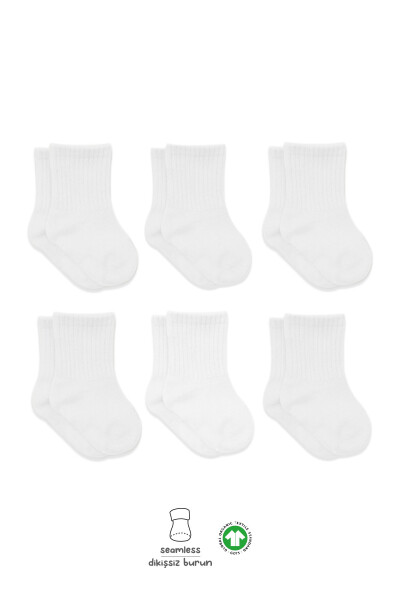 Bistyle 6'Lı Basic Penye Soket Çorap 10101 Beyaz - Bistyle