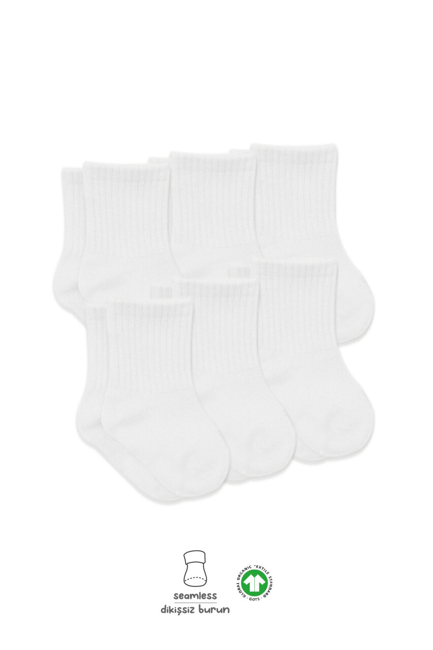 Bistyle 6'Lı Basic Penye Soket Çorap 10101 Beyaz - 3