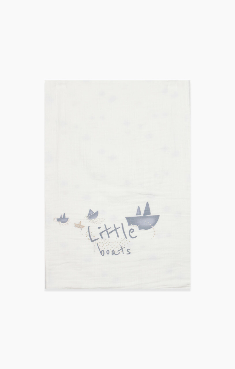 Bistyle Müslin Battaniye Little Boats 70131 86x124cm Ekru - 1