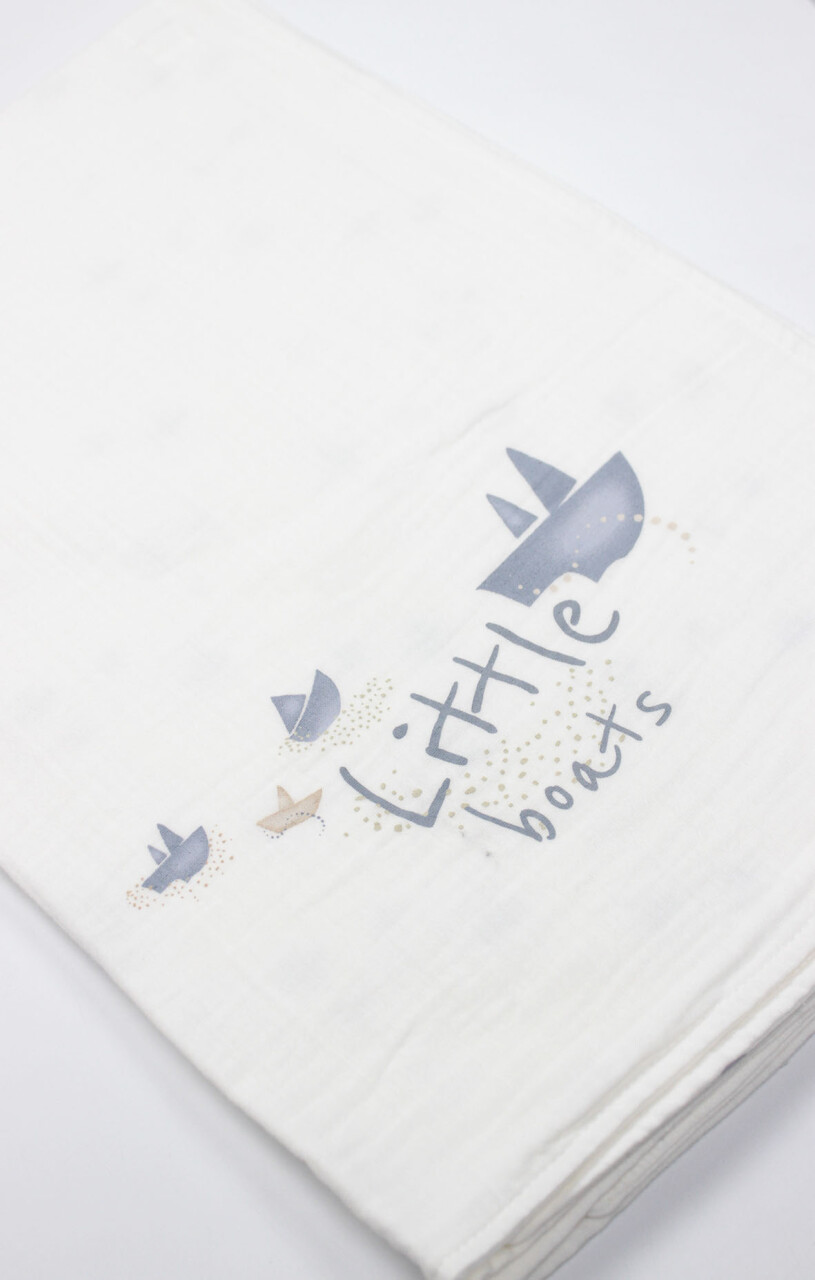 Bistyle Müslin Battaniye Little Boats 70131 86x124cm Ekru - 2