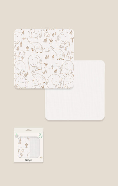 Bistyle 2li Müslin Battaniye Little Elephant Kutulu 70141 75x75cm Beyaz - Bistyle