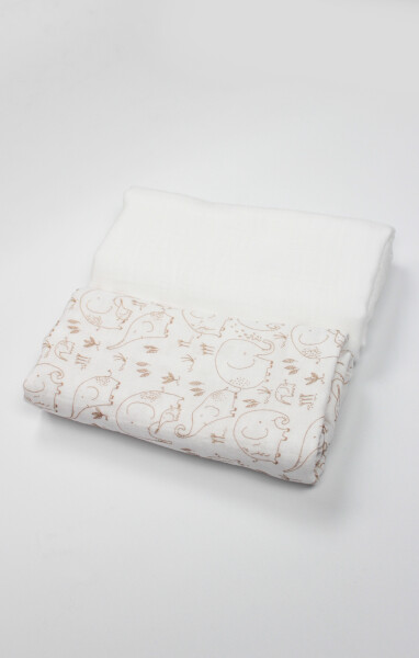 Bistyle 2li Müslin Battaniye Little Elephant Kutulu 70141 75x75cm Beyaz - 2