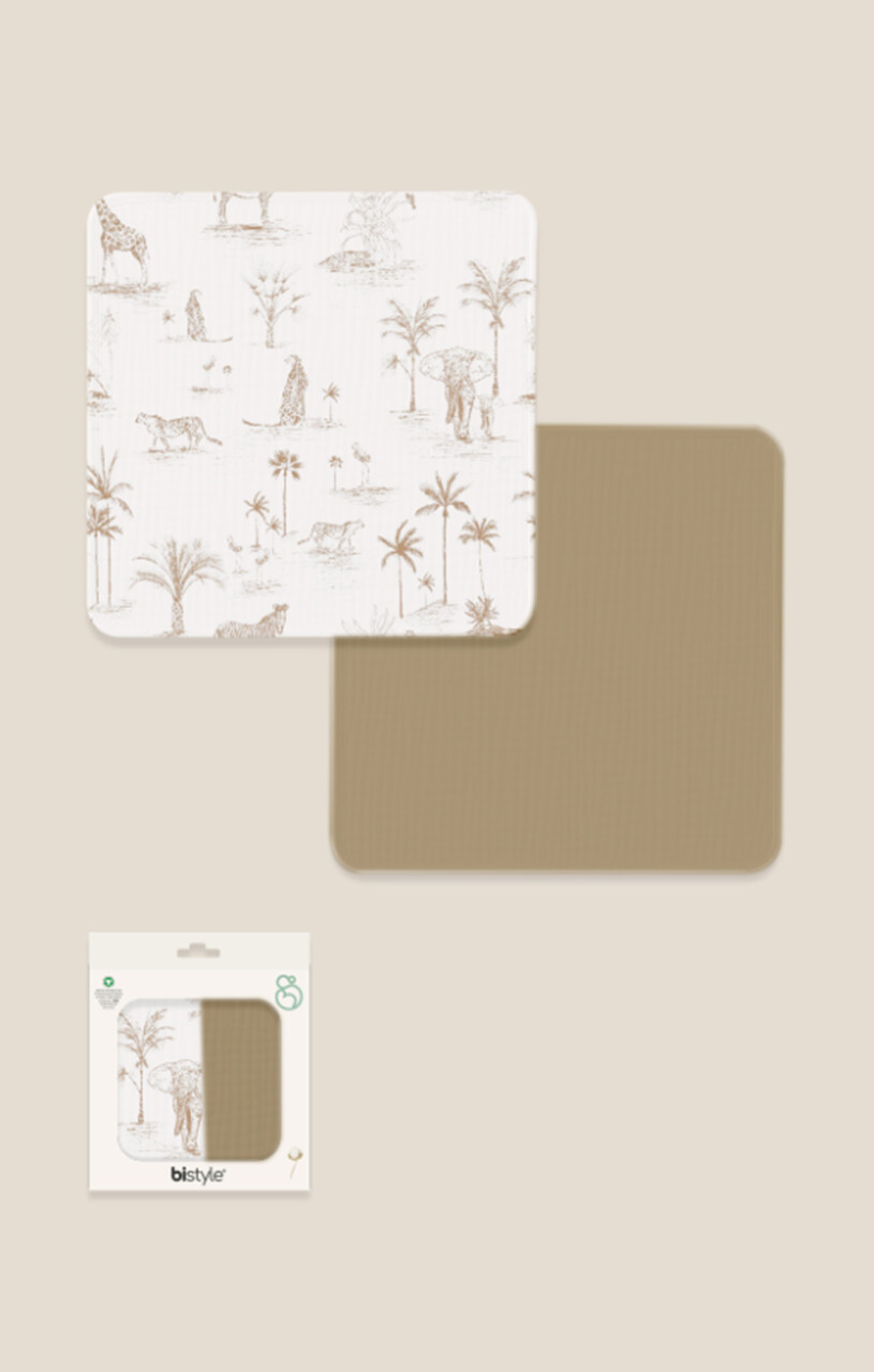 Bistyle 2li Müslin Battaniye Hello Zoo Kutulu 70142 75x75cm Beyaz - 1