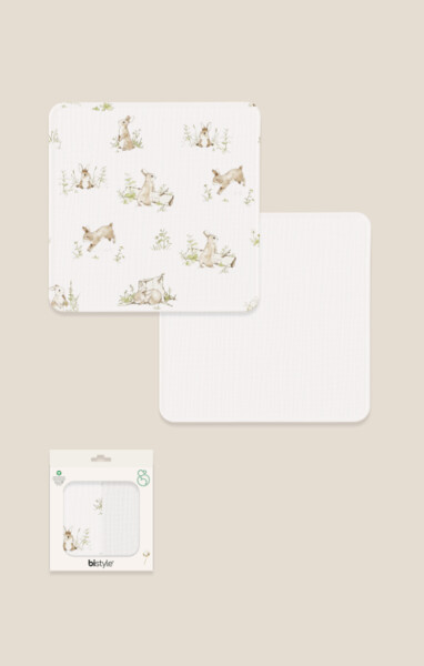 Bistyle 2li Müslin Battaniye Family Rabbit Kutulu 70144 75x75cm Beyaz - Bistyle